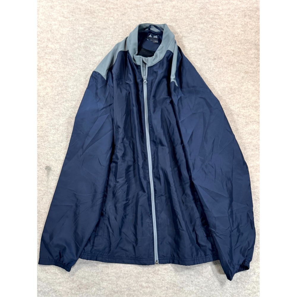 Adidas Golf Windbreaker Jacket Mens Large Navy Blue Lined Full Zip AE5933